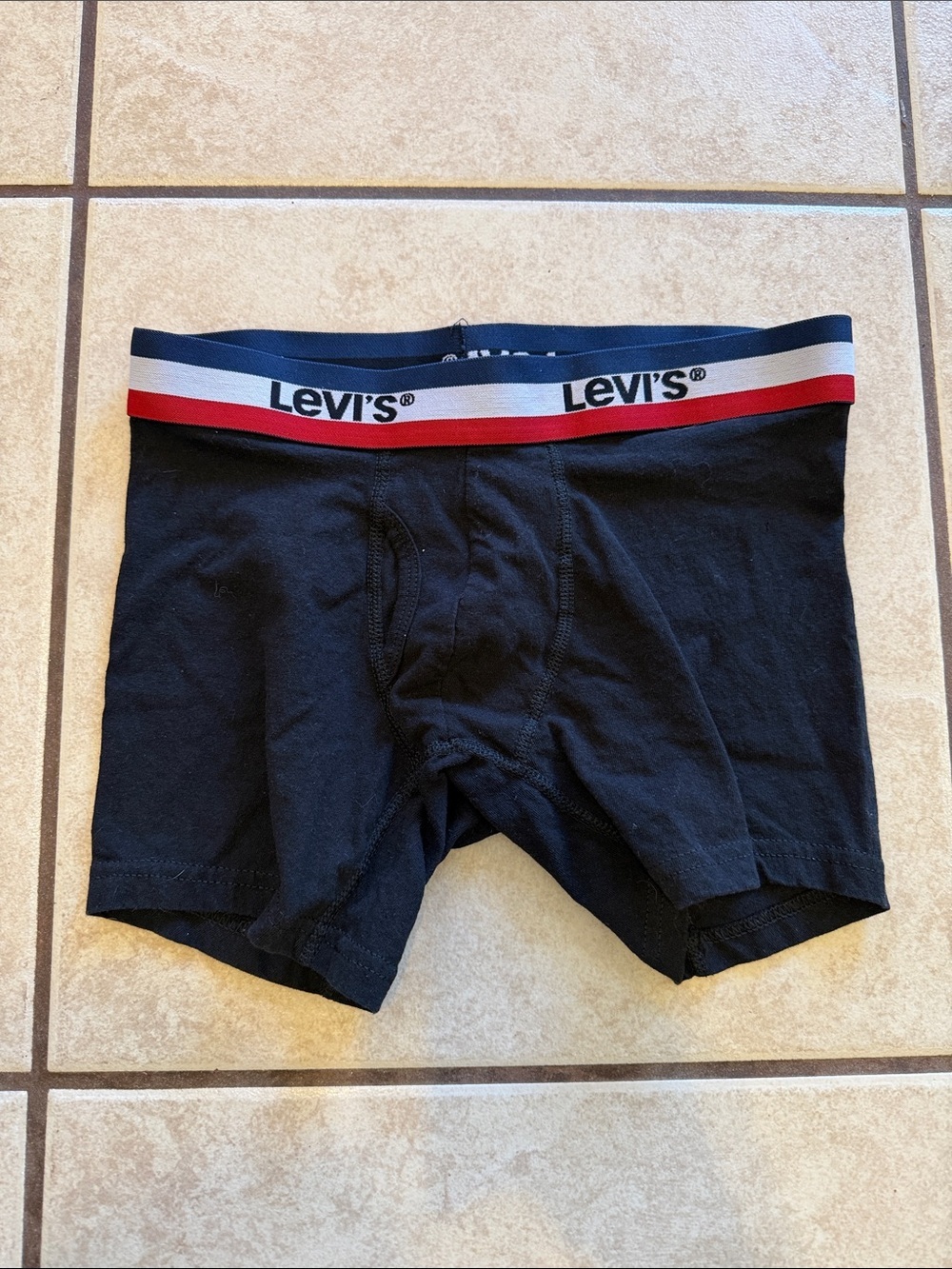 Levi's Black Boxer Briefs with Red, White & Navy Waistband